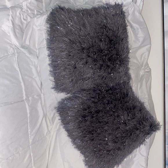 Celebrity Home Decorative Shimmer Shag Throw Pillow covers in gray qty 2 - Picture 2 of 6